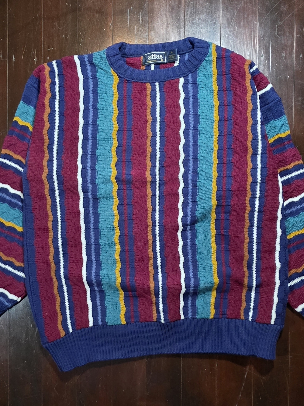 vintage 1990s Atlas 3D multi-textured knit sweater
